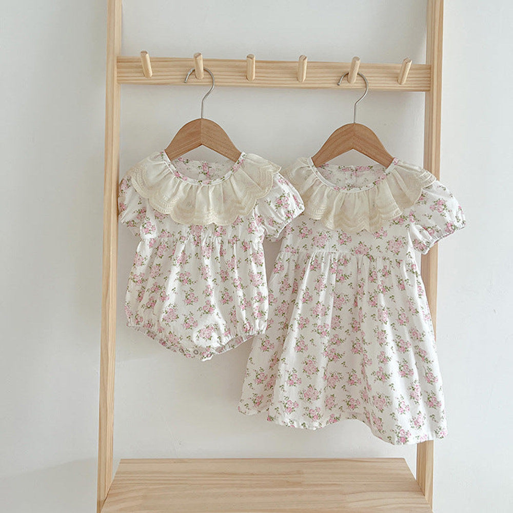 MyKids-USA® Summer Girls Floral Pattern Ruffle Collar bodysuit OR Girls Dress