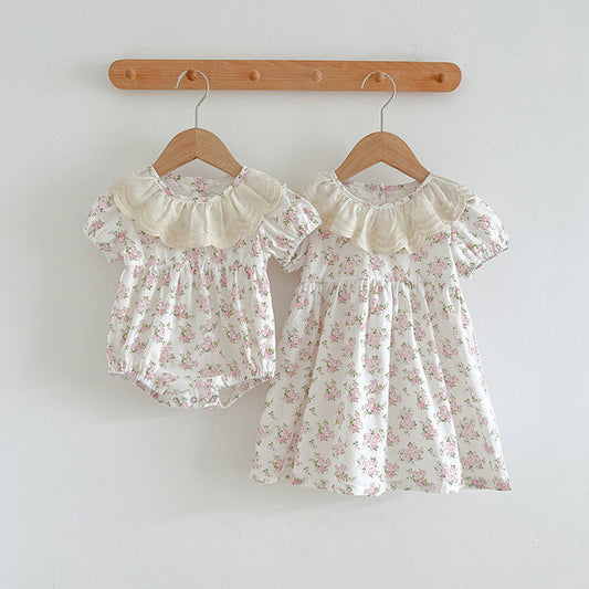 MyKids-USA® Summer Girls Floral Pattern Ruffle Collar bodysuit OR Girls Dress