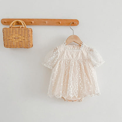 MyKids-USA® Girls Lace Mesh Square Neck bodysuit And Girls’ Dress – Princess Sister Matching Set