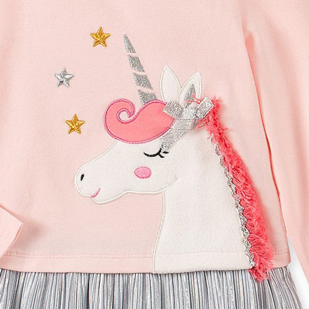 MyKids-USA® Girls’ Clothing Collection – Unicorn Pattern Children’s Shirt Patchwork Dress