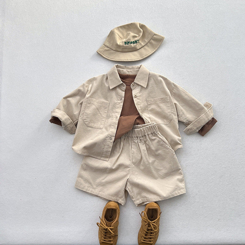 MyKids-USA® Children’s Thin Shirts Baby Retro Solid Color Jackets For Boys And Girls Mountain Style Long-Sleeved Fine Striped Velvet Shirts
