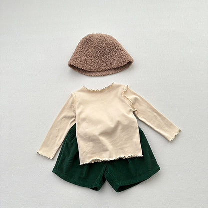 MyKids-USA® Girls Tops Style Children’s Solid Color Long-Sleeved T-Shirts For Girls With Ear-Shaped Inner Bottoming Shirts