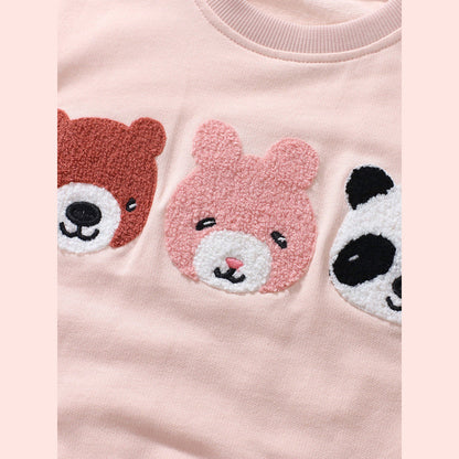 MyKids-USA® Baby Kids Girls Animals Embroidery Long Sleeves Pullover And Polka Dots Pants Clothing Set