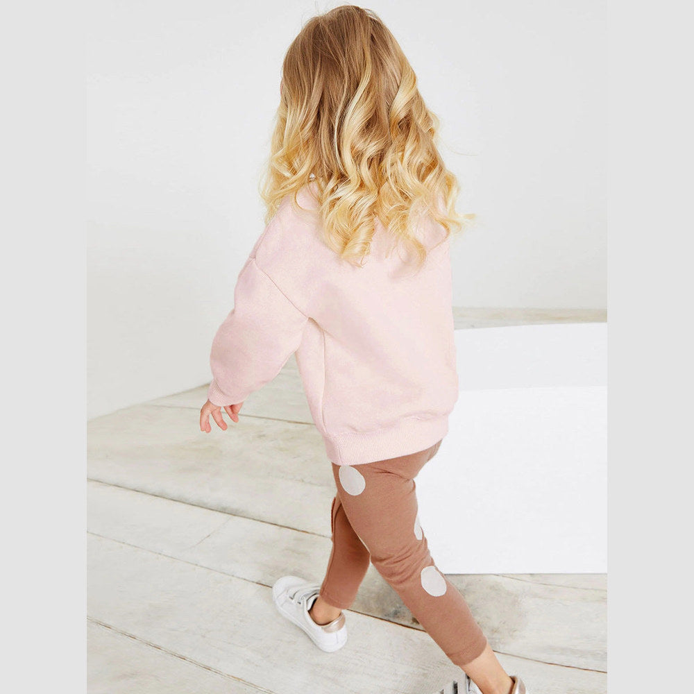 MyKids-USA® Baby Kids Girls Animals Embroidery Long Sleeves Pullover And Polka Dots Pants Clothing Set