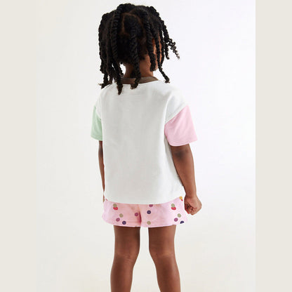 MyKids-USA® Baby Kids Girls Cartoon Top And Dots Shorts Casual Clothing Set