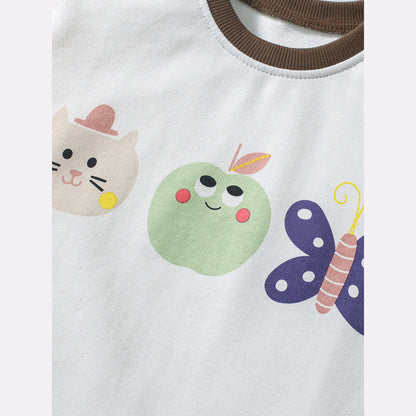 MyKids-USA® Baby Kids Girls Cartoon Top And Dots Shorts Casual Clothing Set