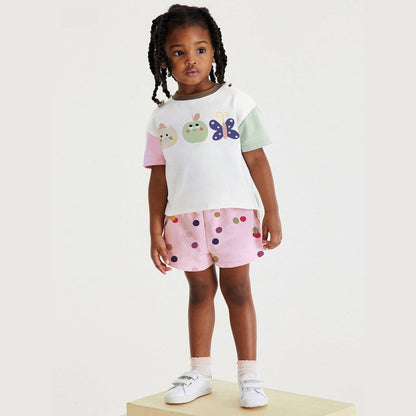 MyKids-USA® Baby Kids Girls Cartoon Top And Dots Shorts Casual Clothing Set