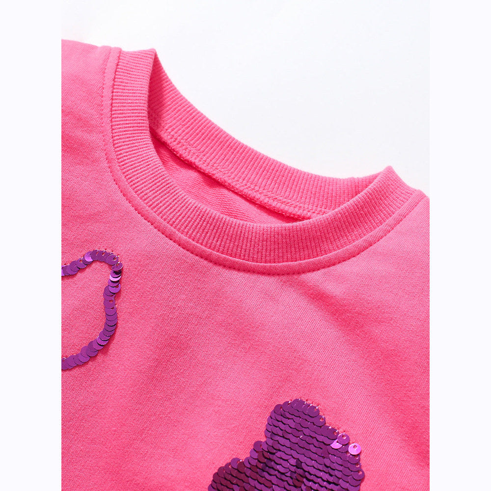 MyKids-USA® Girls’ Clothing Collection – Teddy Sequin Children’s T-Shirt Dress