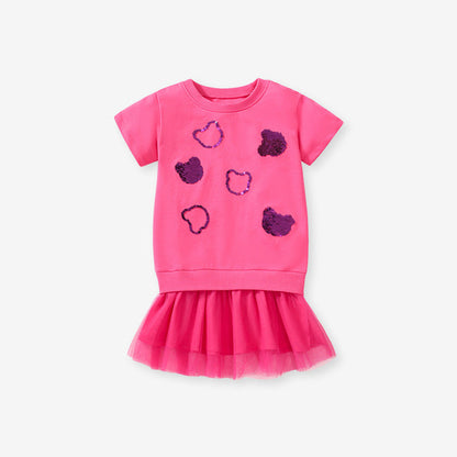 MyKids-USA® Girls’ Clothing Collection – Teddy Sequin Children’s T-Shirt Dress