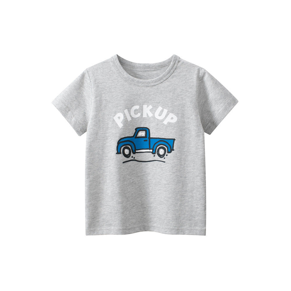 MyKids-USA® Boys’ Pick-Up Truck Print T-Shirt In European And American Style