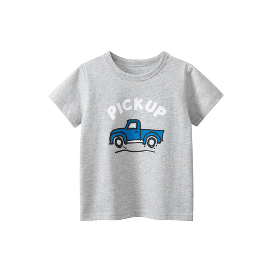 MyKids-USA® Boys’ Pick-Up Truck Print T-Shirt In European And American Style For Summer