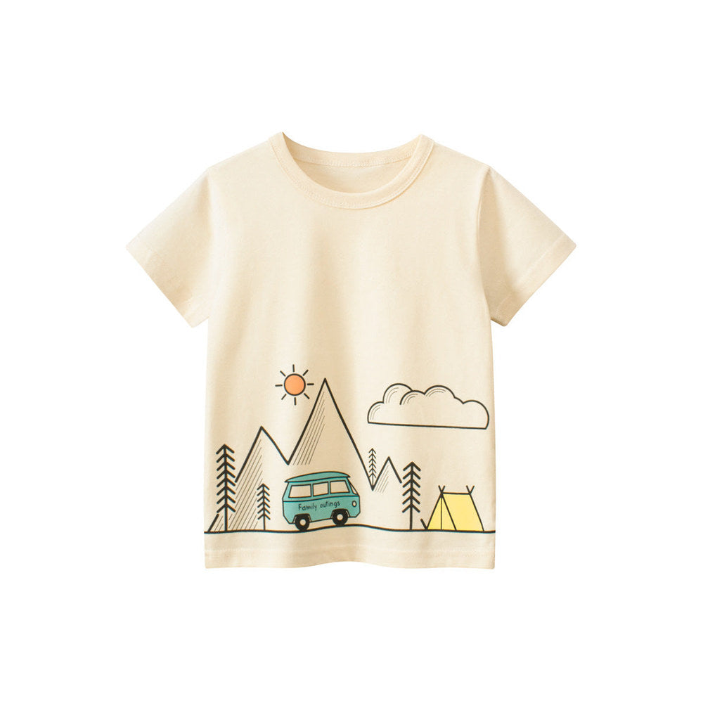 MyKids-USA® Boys Outing Scene Print T-Shirt In European And American Style For Summer