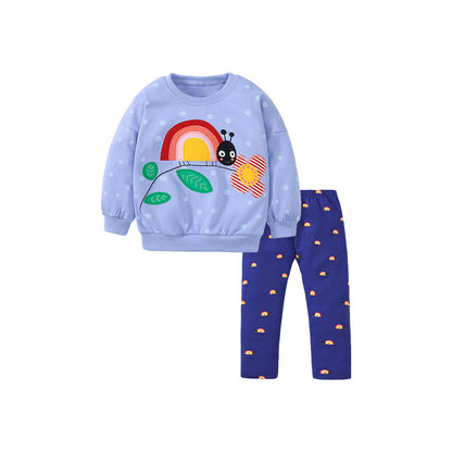 MyKids-USA® Girls Insect Cartoon Top Pullover And Pants 2-Piece Set