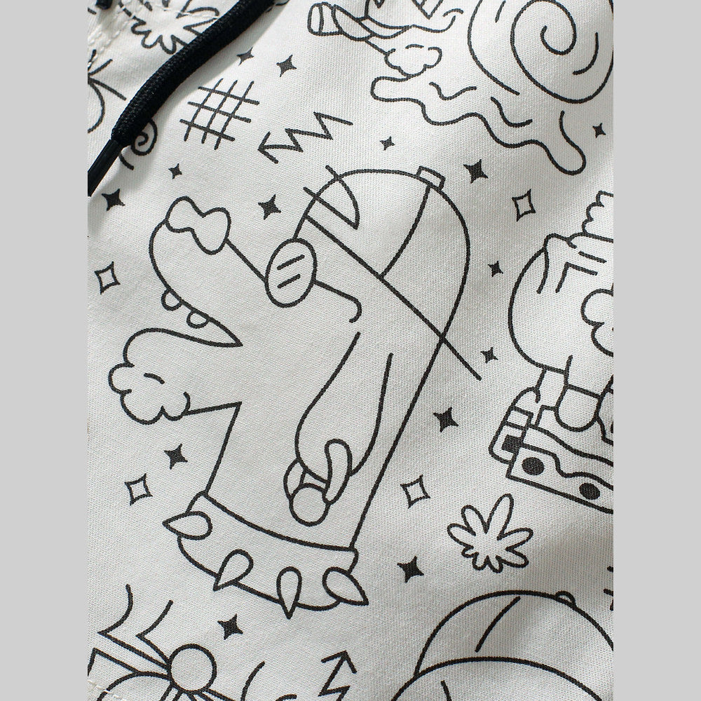 MyKids-USA® Boys Stylish Doodle Print Casual Shorts