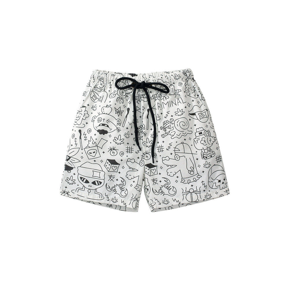 MyKids-USA® Boys Stylish Doodle Print Casual Shorts