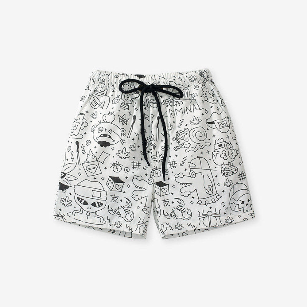 MyKids-USA® Boys Stylish Doodle Print Casual Shorts