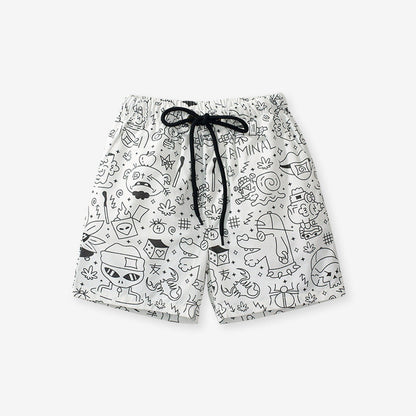 MyKids-USA® Boys Stylish Doodle Print Casual Shorts