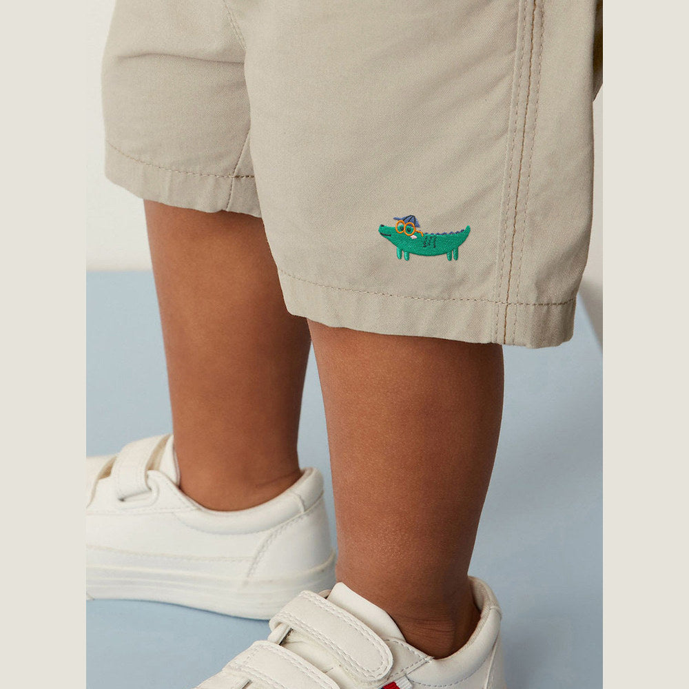 MyKids-USA® Boys Solid Soft Cotton Casual Style Shorts With Cartoon Logo