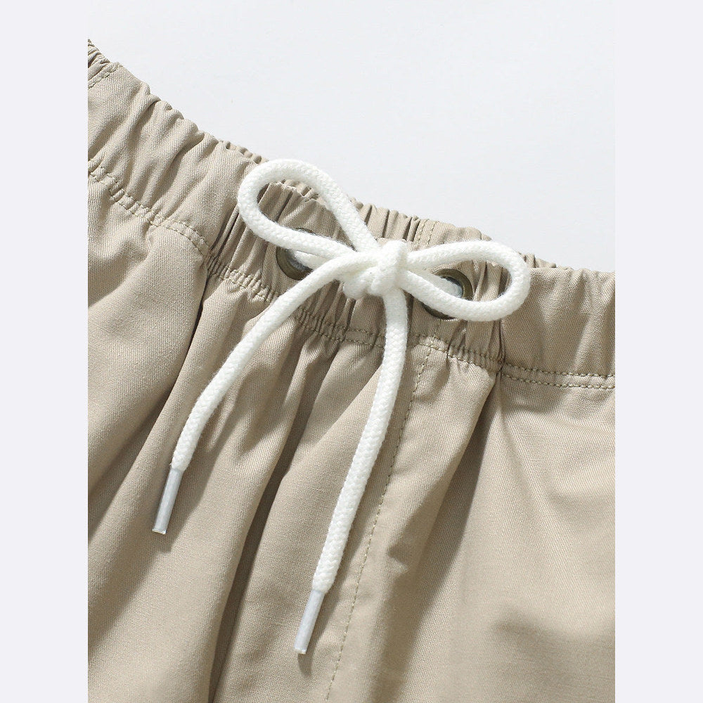 MyKids-USA® Boys Solid Soft Cotton Casual Style Shorts With Cartoon Logo