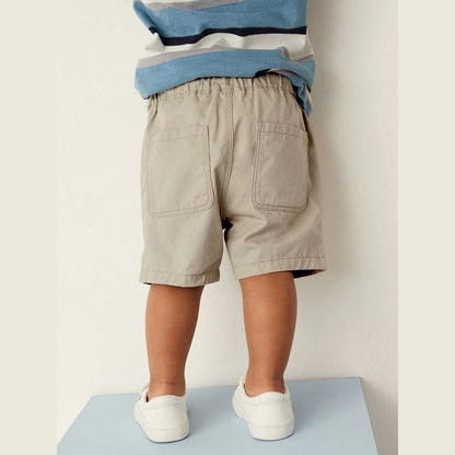 MyKids-USA® Boys Solid Soft Cotton Casual Style Shorts With Cartoon Logo