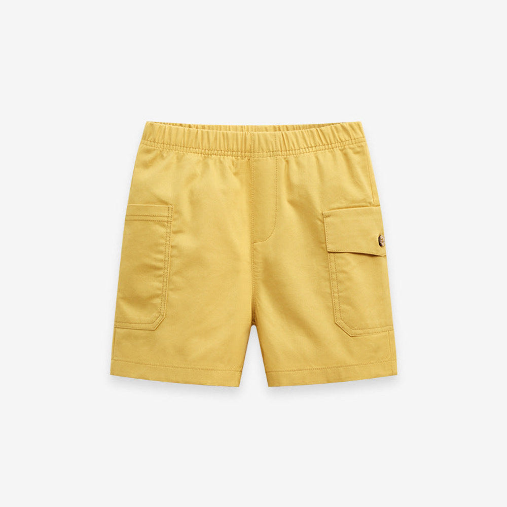 MyKids-USA® Boys Solid Yellow Cotton Casual Style Shorts With Pockets