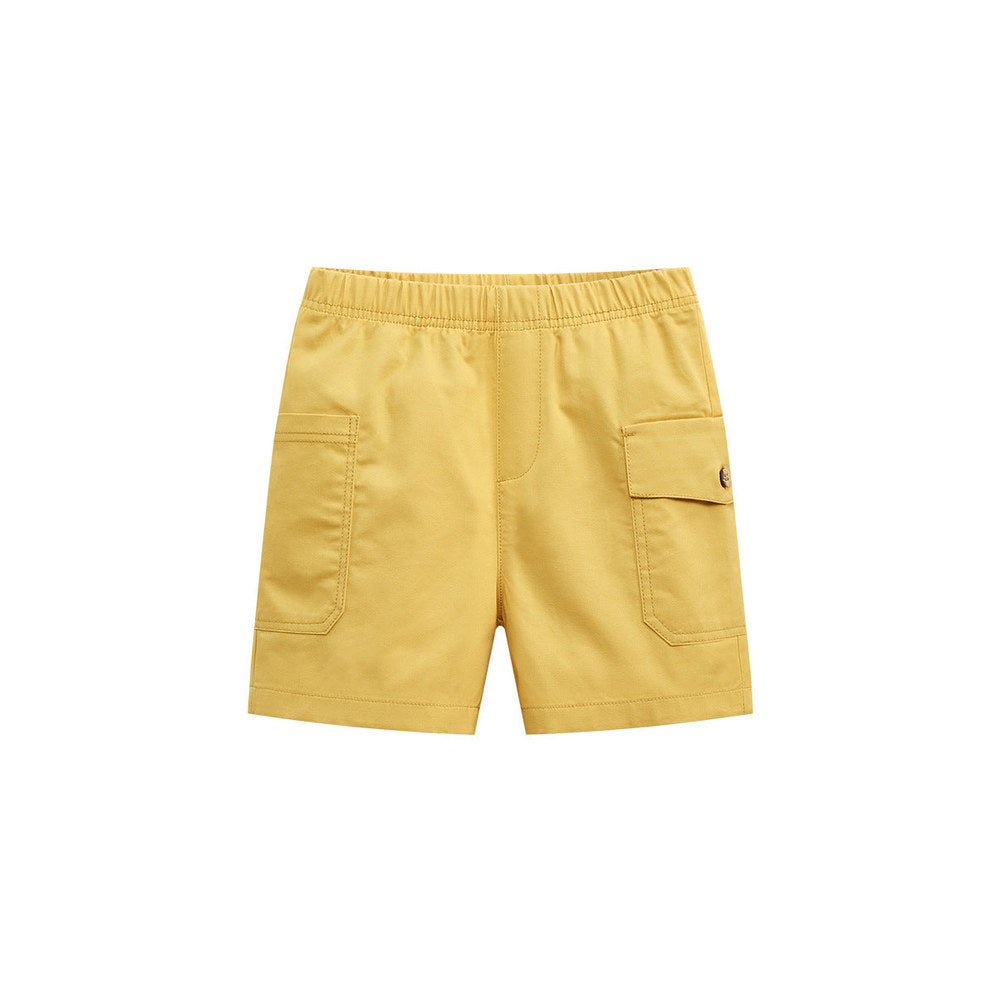 MyKids-USA® Boys Solid Yellow Cotton Casual Style Shorts With Pockets