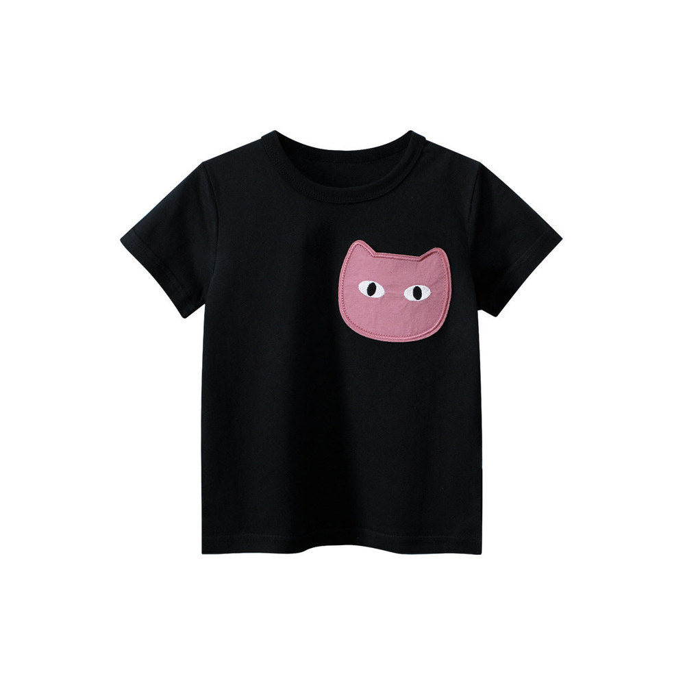 MyKids-USA® Cat Face Cartoon Pattern Girls T-Shirt In European And American Style For