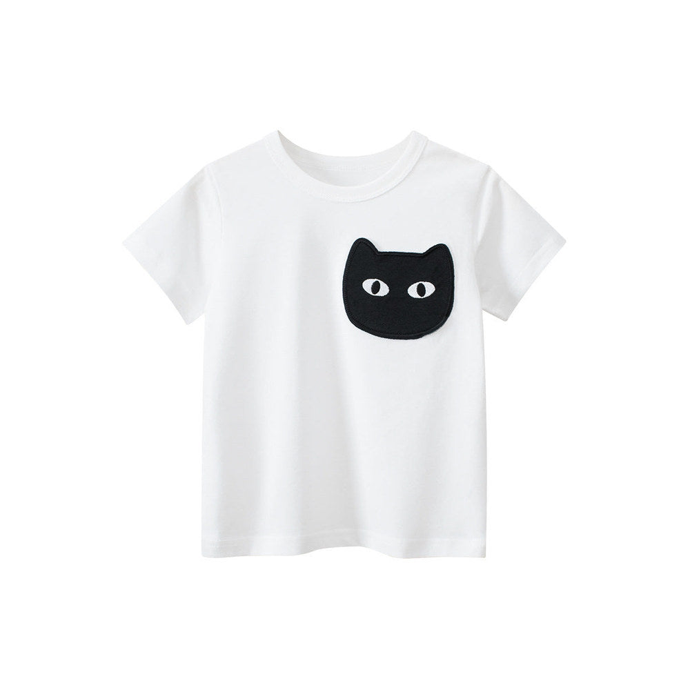 MyKids-USA® Cat Face Cartoon Pattern Girls T-Shirt In European And American Style For
