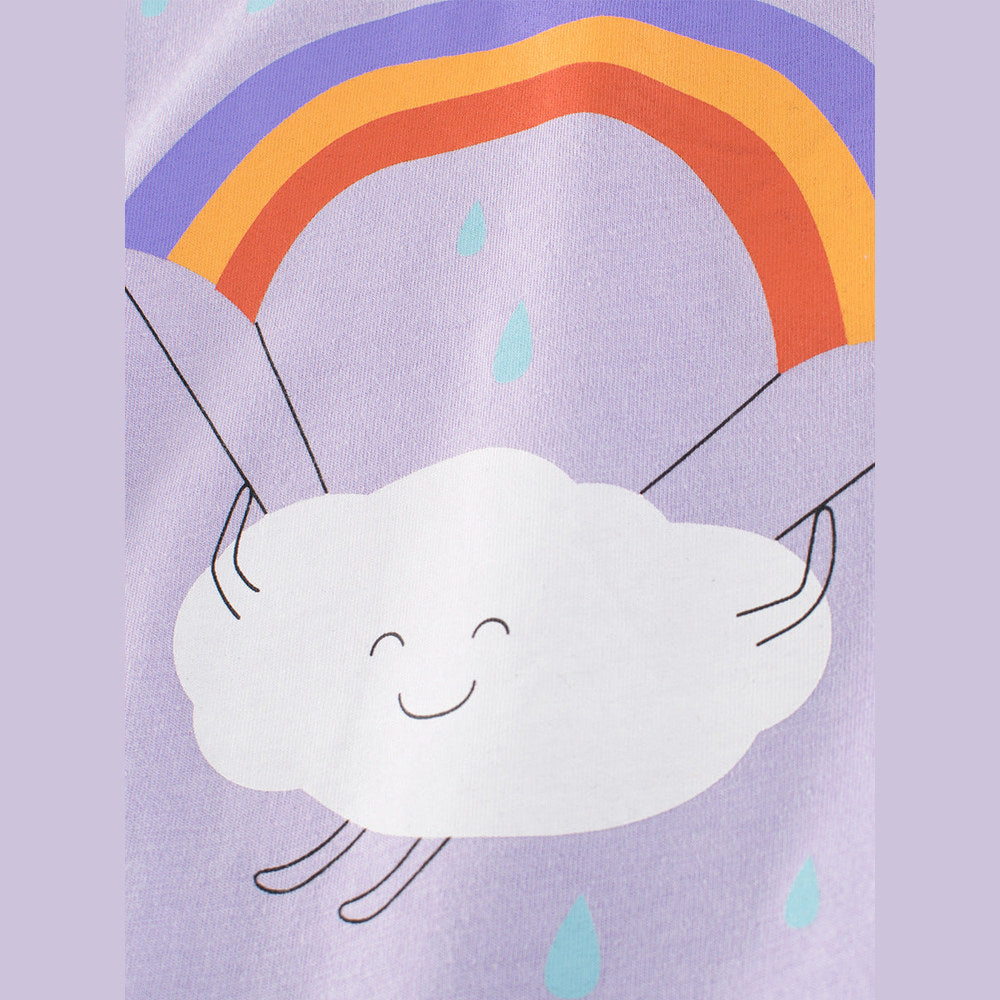 MyKids-USA® Cartoon Rainbow Cloud Print Girls’ T-Shirt In European And American Style