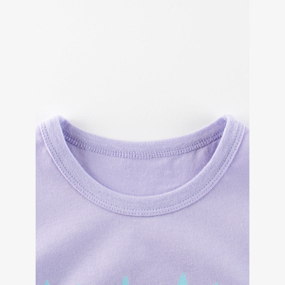 MyKids-USA® Cartoon Rainbow Cloud Print Girls’ T-Shirt In European And American Style