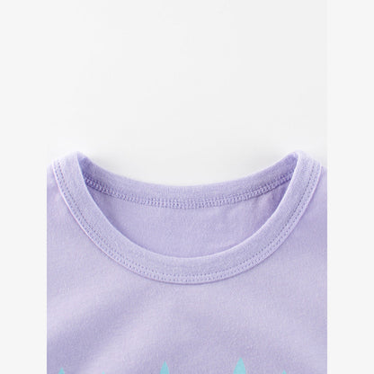 MyKids-USA® Cartoon Rainbow Cloud Print Girls’ T-Shirt In European And American Style