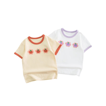 MyKids-USA® Fruit Flowers Cartoon Pattern Girls’ T-Shirt In European And American Style For