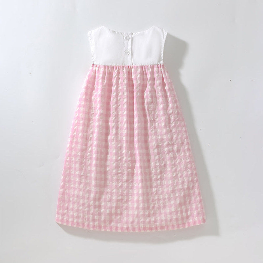 MyKids-USA® Baby Girls Sleeveless Plaid Patchwork Geese Pattern Dress