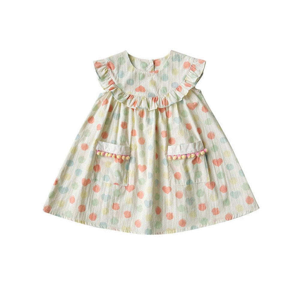 MyKids-USA® Baby Kids Girls Sleeveless Colorful Polka Dots Dress