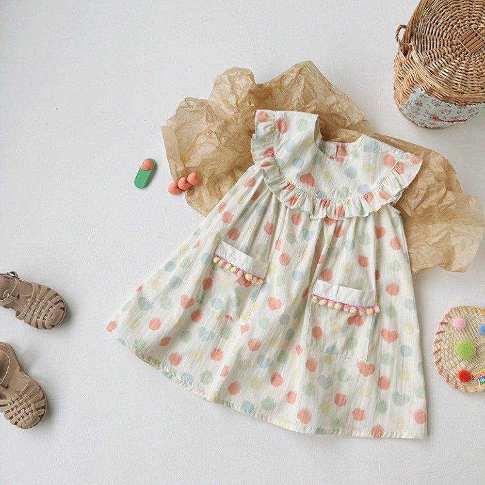 MyKids-USA® Baby Kids Girls Sleeveless Colorful Polka Dots Dress