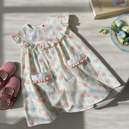 MyKids-USA® Baby Kids Girls Sleeveless Colorful Polka Dots Dress