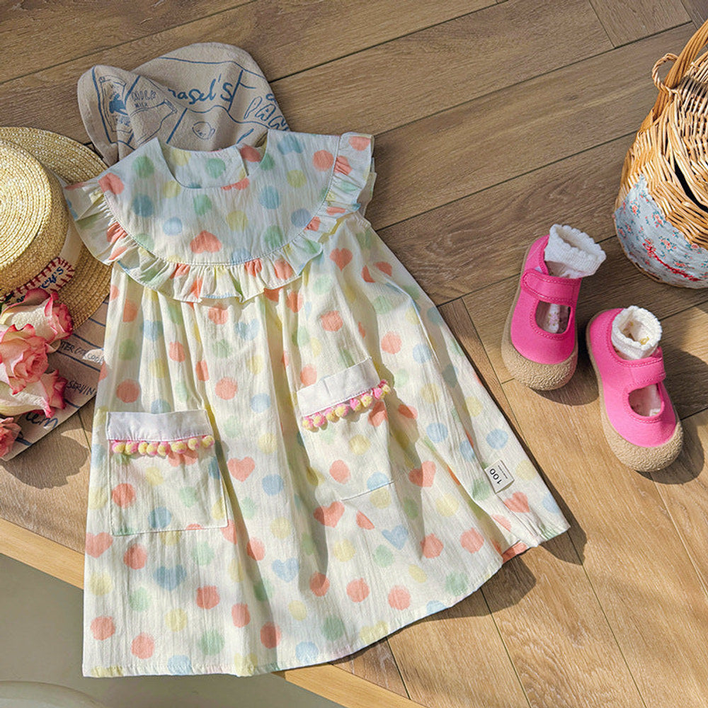 MyKids-USA® Baby Kids Girls Sleeveless Colorful Polka Dots Dress