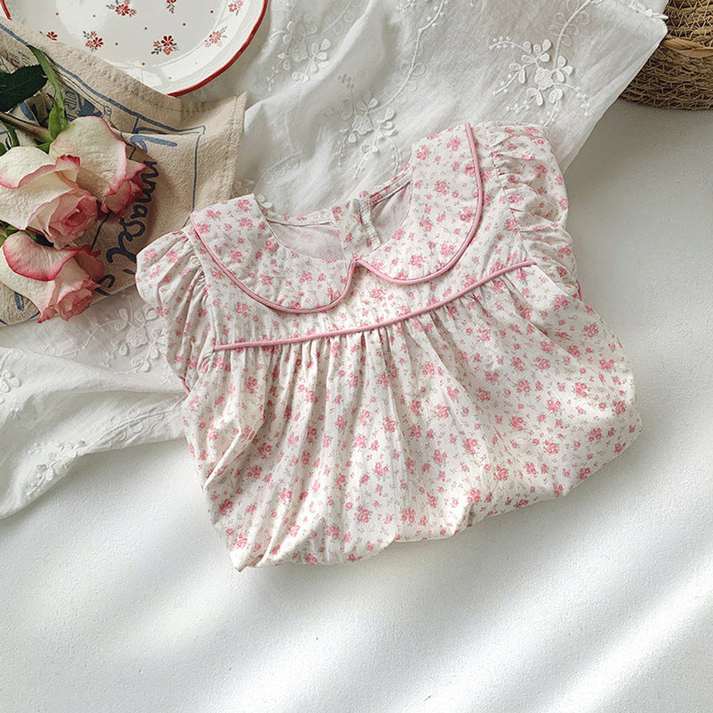 MyKids-USA® Baby Kids Girls Short Sleeves Pink Floral Dress