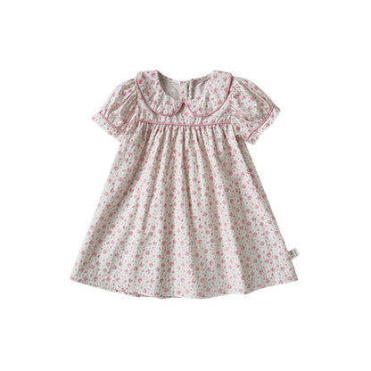 MyKids-USA® Baby Kids Girls Short Sleeves Pink Floral Dress