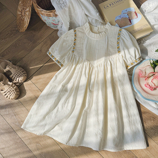 MyKids-USA® Arrival Summer Baby Kids Girls Short Sleeves French Style Ruffle Neck Dress