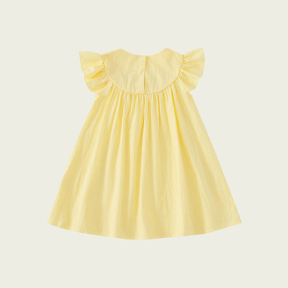 MyKids-USA® Baby Kids Girls Sleeveless Birds Embroidery Yellow Dress