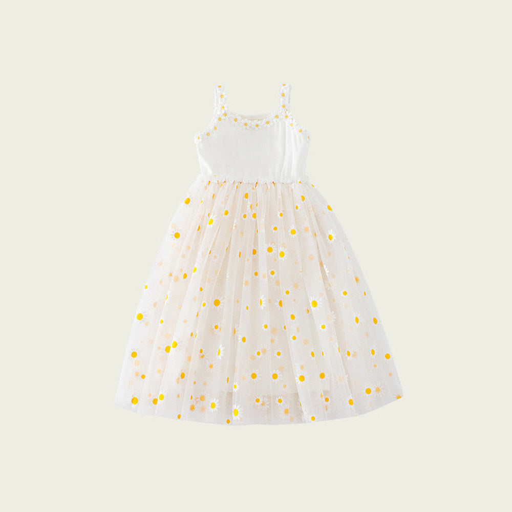 MyKids-USA® Baby Kids Girls Sleeveless Floral Daisy Pattern Mesh Strap Dress
