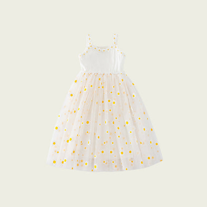MyKids-USA® Baby Kids Girls Sleeveless Floral Daisy Pattern Mesh Strap Dress