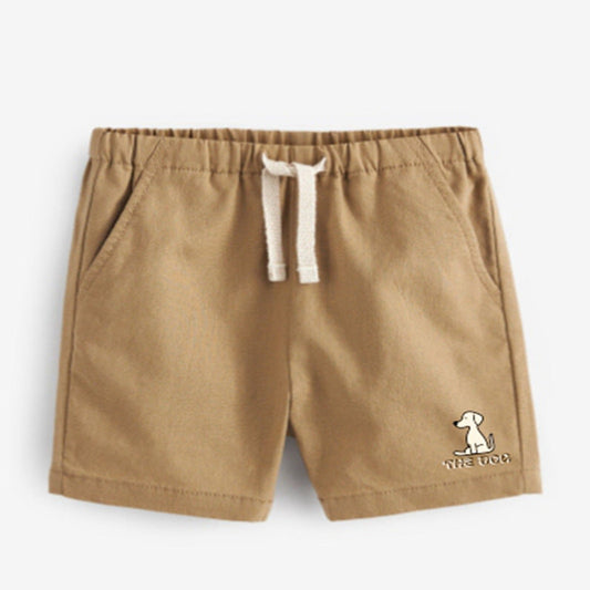 MyKids-USA® Boys Solid Soft Cotton Casual Style Shorts With Dog Logo