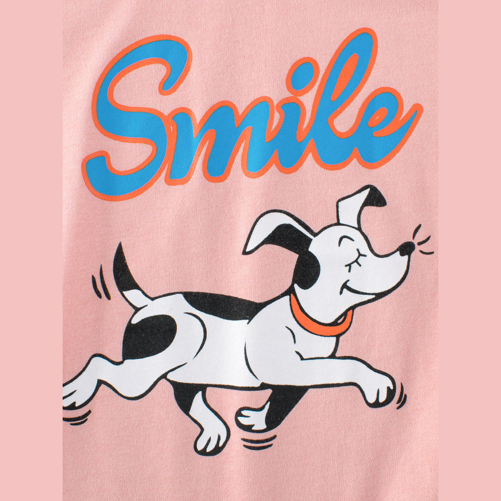 MyKids-USA® Smiling Dogs Cartoon Print Girls’ T-Shirt In European And American Style