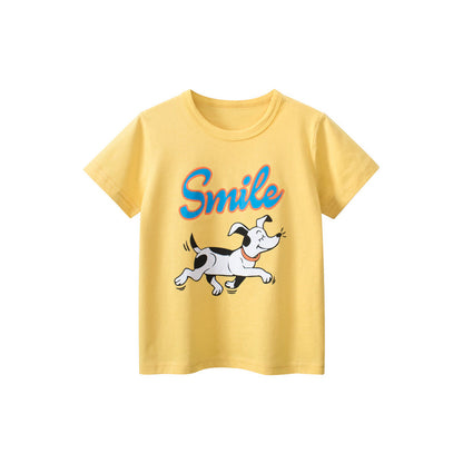 MyKids-USA® Smiling Dogs Cartoon Print Girls’ T-Shirt In European And American Style