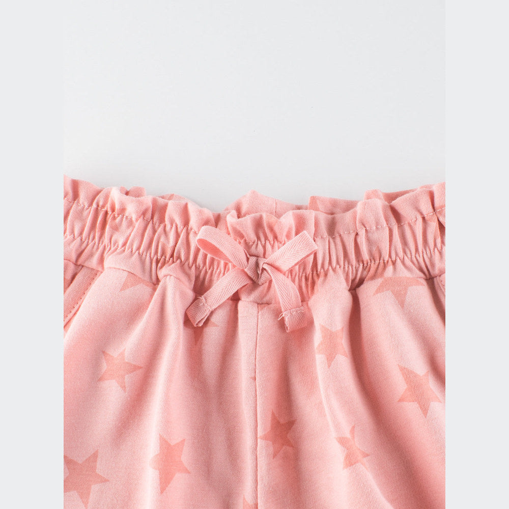 MyKids-USA® Girls Pink Soft Casual Style Stars Print Shorts