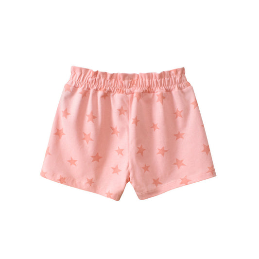 MyKids-USA® Girls Pink Soft Casual Style Stars Print Shorts
