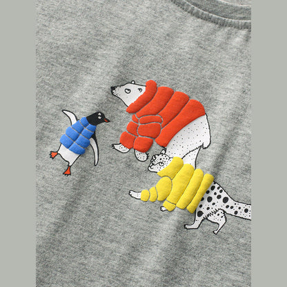 MyKids-USA® Kids Polar Animals Cartoon Print T-Shirt In European And American Style For