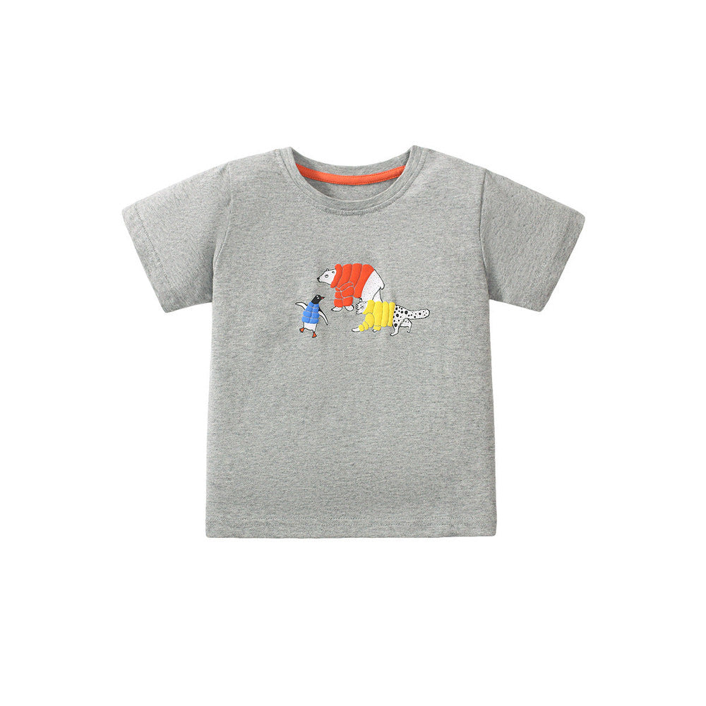 MyKids-USA® Kids Polar Animals Cartoon Print T-Shirt In European And American Style For